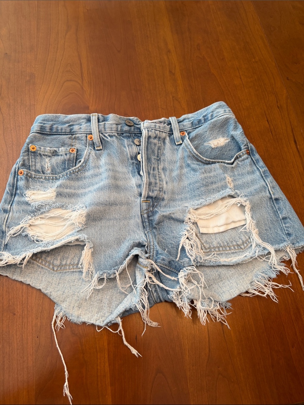 Levi's Light Blue Distressed Jean Shorts